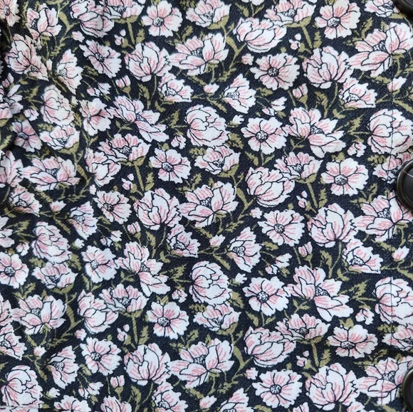 Loft Pink Floral Top Womens 4p Button Down Short Sleeve Tie Sleeve - Picture 4 of 9